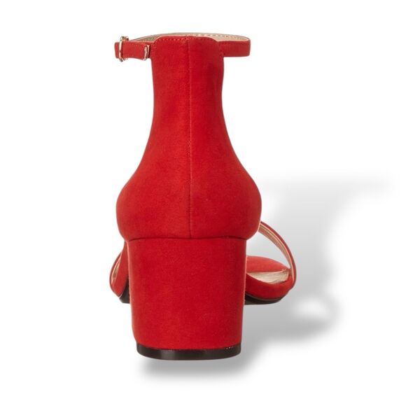 Women's Nola Heeled Sandals Two Strap Open Toe Bright Poppy Red Size 7 - Picture 6 of 12